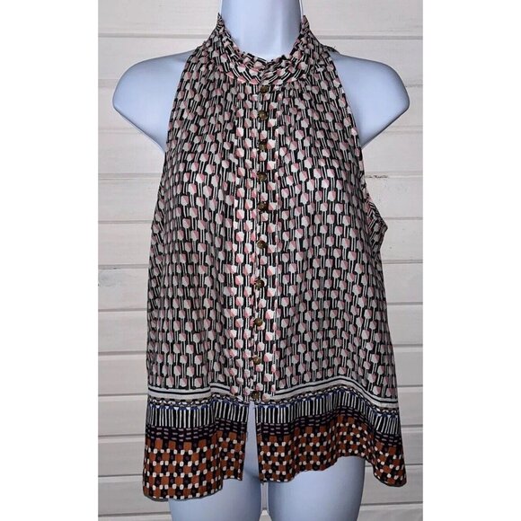 Maeve Anthropologie Sz SMALL  Prema Tank Button Up Top Boho Geo Print EUC - Picture 3 of 10